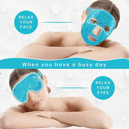Gel Cooling Ice Face Eye Mask Facial Mask Hot Cold Compress Pack Gel Bead Cold Face Eye Mask Ice Pack Compress Sleeping Face SPA
