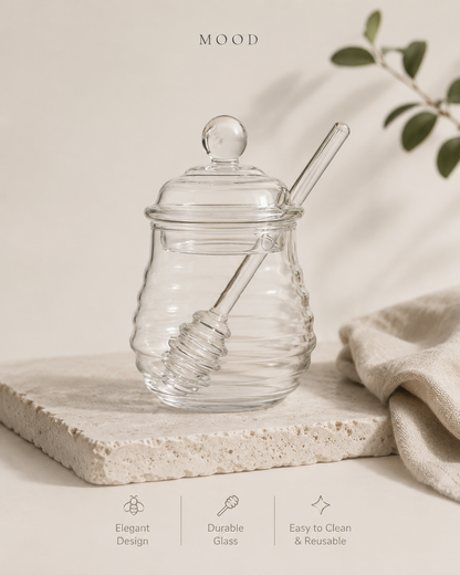Glass Honeycomb Honey Jar