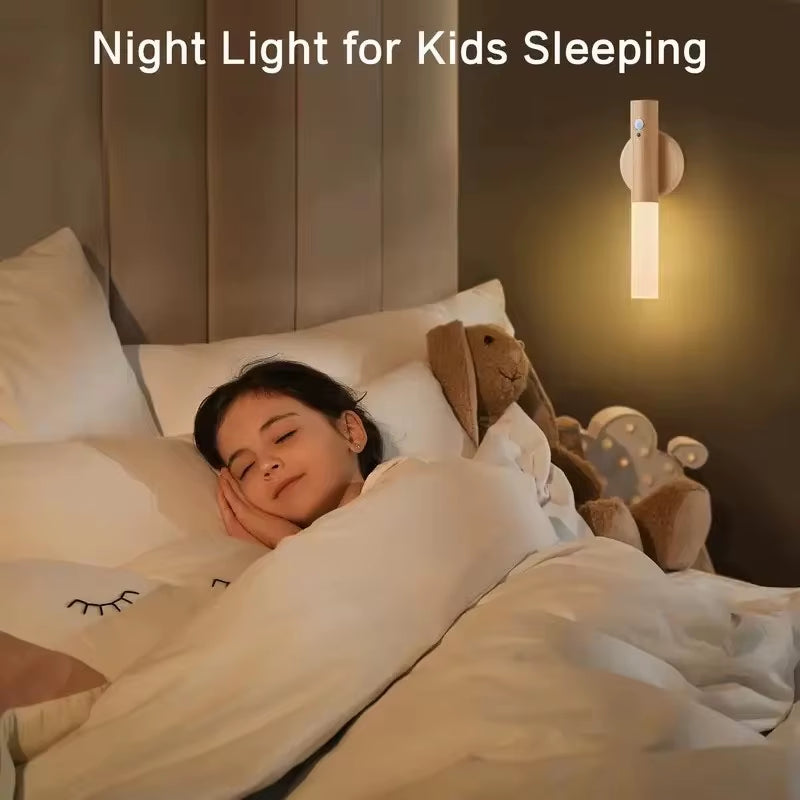 Smart Motion Sensor Night Light LED Rechargeable Magnetic Wall Lamp Portable for Hallway Bedroom Stairs Bathroom Cabinets Decor