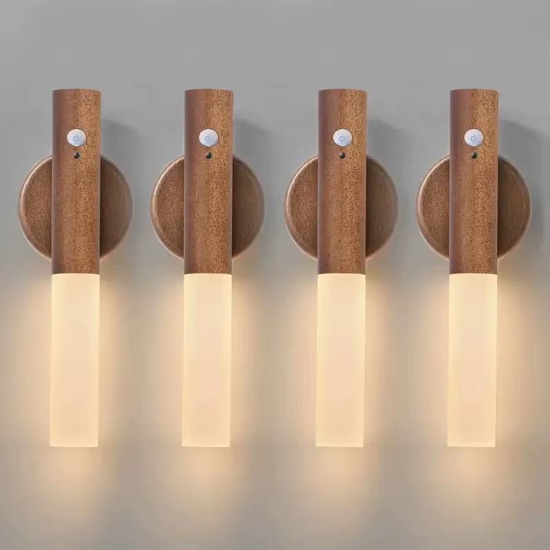 Smart Motion Sensor Night Light LED Rechargeable Magnetic Wall Lamp Portable for Hallway Bedroom Stairs Bathroom Cabinets Decor