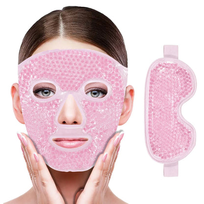 Gel Cooling Ice Face Eye Mask Facial Mask Hot Cold Compress Pack Gel Bead Cold Face Eye Mask Ice Pack Compress Sleeping Face SPA