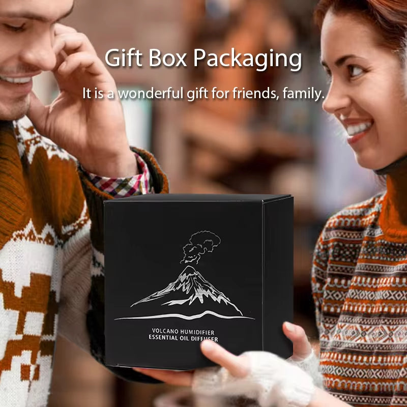 Kinscoter Volcanic Aroma Diffuser Essential Oil Lamp 130Ml USB Portable Air Humidifier with Color Flame Night Light