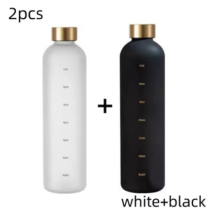 1 Liters Water Bottle Motivational Drinking Bottle Sports Water Bottles with Time Marker Stickers Portable Reusable Plastic Cups